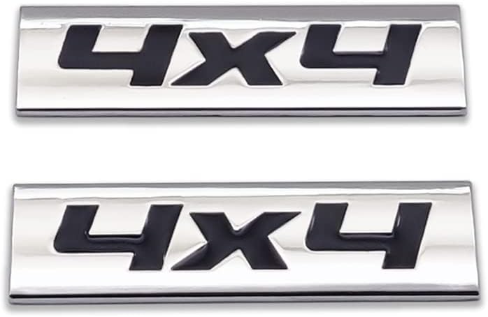 2X Chrome Metal 4X4 Logo Car Emblem 3D Premium Off Road Badge Door Fender Sticker Side Wing Decal (4X4,Silver&Black)