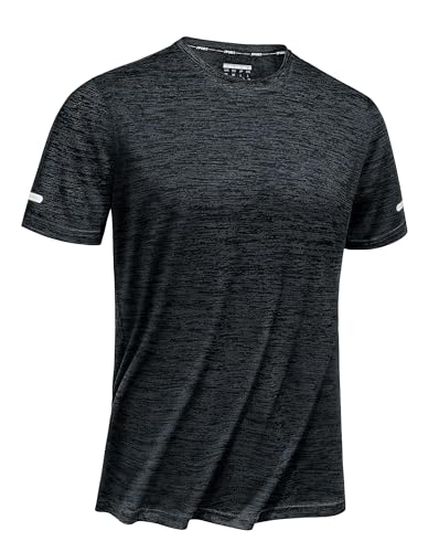 TACVASEN T Shirt Sport Homme T-Shirts à Manches Courtes Homme Tee Shirt Running Course Léger Haut de Gym Musculation Ete Maillot de Foot Gym Noir, M