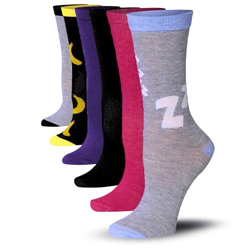 Image of Tipi Toe Women's 6-Pack Funky Crew Socks | Colorful Fun Patterned Novelty Dress Socks, Sizes 9-13