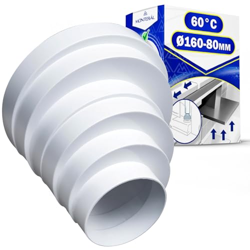Manguito Reductor Tubo Campana Extractora Excéntrico para Tubo Redondo Ø 80-160 mm Temperatura de Trabajo 60°C - Garantía de 10 Años - MONTERAL