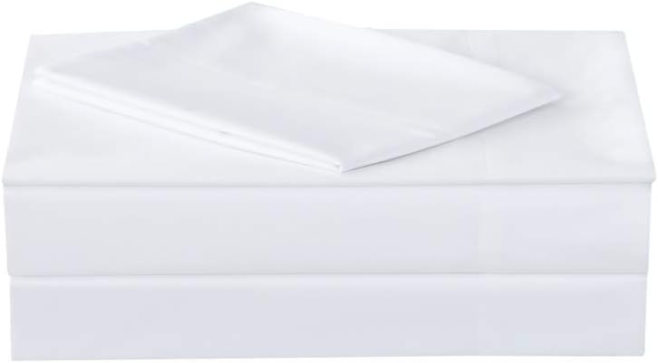 Queen Size Percale Bed Sheets, 200 Thread Count Cotton Polyester Blend Sheet Set,Wrinkle Free,Breathable,Crisp Refreshing Feeling, 60 Cotton 40 Polyester Cotton Rich Sheets 4 PC(White,Queen)