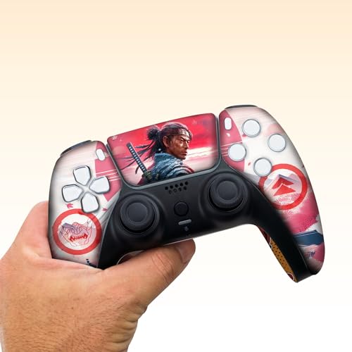 Image of Ghost of Tshushiima Custom PS-5 Controller Wireless compatible with Play-Station 5 Console by BCB Controllers | Proudly Customized in USA with Permanent HYDRO-DIP Print(NOT JUST A SKIN)(MODDED)