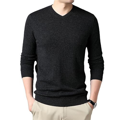 Pull col en V 100% laine mérinos FULBHPRINT tricot chaud et élégant pour homme