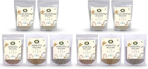 Image of MILLET AMMA Millet Grain Rava Combo, CERTIFIED ORGANIC Millet Pack of 10-2.5Kg, Positive Millets Due to its Balanced Nutritional Profile - Kodo, Foxtail, Browntop, Little, Barnyard