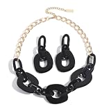 BERYOHZ Chunky Statement Necklace for Women Acrylic Collar Necklaces with Daily Wear(BN-0082-Black)