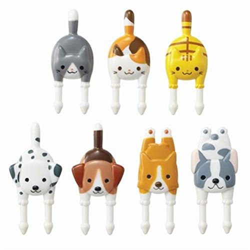 7 Cute Food Picks/Forks with Cats, Dalmatians, Beagle, Bulldog etc., 7 Pieces, 7 Designs,