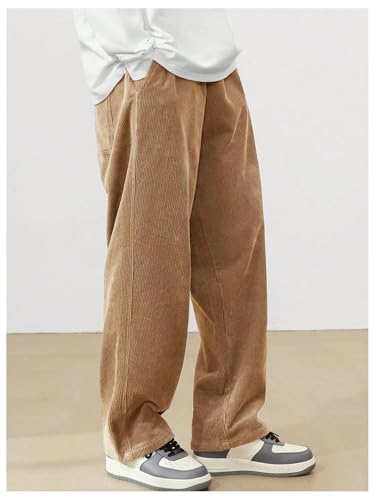 Men's Corduroy Sweatpants Casual Drawstring Waist Straight Leg Pants with Pockets3