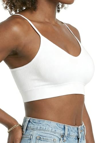 Image of ZENUTA 2PCS Women's V-Neck Padded Seamless Straps Bralette, Everyday Basic Sleeping Bra, Sports Bras for Women