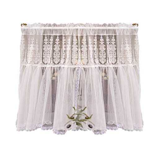 Cortinas con cenefa de encaje para ventana pequeña con diseño transpirable y ligero 2