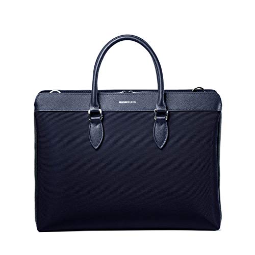 Image of Maverick & Co. Alpha Slim Nylon & Saffiano Leather Briefcase - Lightweight Business Laptop Bag, Fits 16 inch Laptop