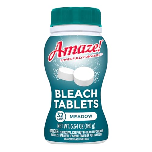 AMAZE Ultra Concentrated Bleach Tablets [32 tablets] - Meadow Scent - for Laundry, Toilet, and Multipurpose Home Cleaning. No Splash Liquid Bleach Alternative