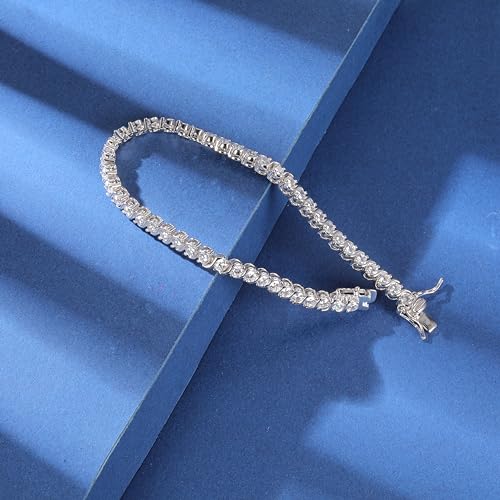Gemsme 3.0mm S Shape Tennis Bracelet for Women, 18K White/Yellow Gold Plated Round Cubic Zirconia Link Bracelet4