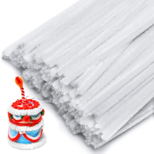Tiehuoxia 200 PCS Pipe Cleaners White Pipe Cleaners for Crafts Arts and Crafts Supplies for DIY Decorations