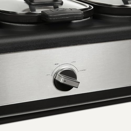 Amazon Basics Triple Slow Cooker with Ceramic Non-Stick Coating and Temperature Controls, 3 x 2.5 Quarts, Stainless Steel - Thumbnail 4