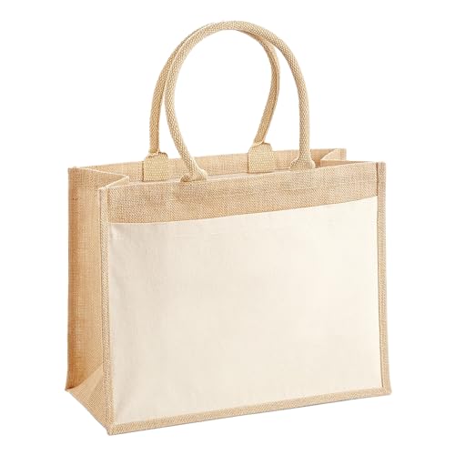 Westford Mill W427 Cotton Pocket Jute Shopper Einheitsgröße