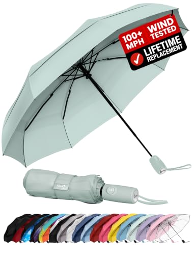 Repel Windproof Travel Umbrella - Compact & Withstands Winds up to 100MPH, Strongest Premium Auto Folding Umbrella for Rain and Sun - Durable, Light & Portable for Women & Men, Fits Backpack & Cars
