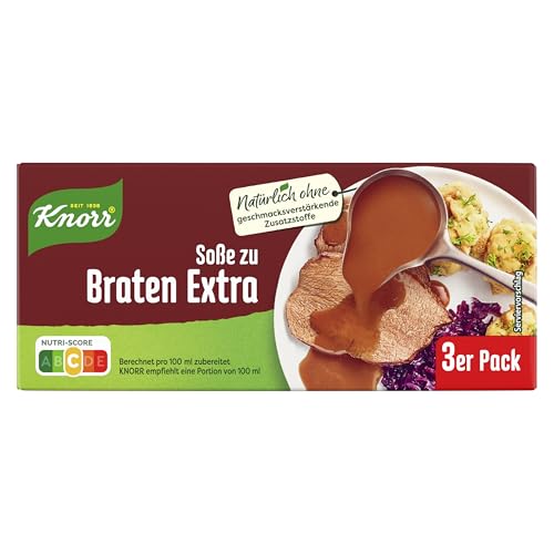Knorr Soße zu Braten Extra leckere dunkle Soße mit würzigem Geschmack 1er x 3stück -750ml Knorr Soße zu Braten Extra leckere dunkle Soße mit würzigem Geschmack 1er x 3stück -750ml