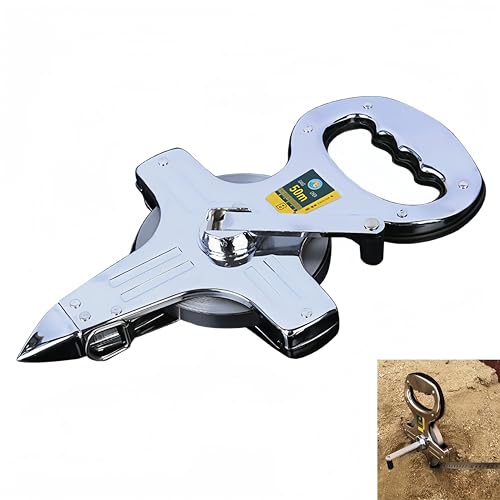 YAHAOLHGD Retractable Tape Measure Open Reel Stainless Steel Metric Coil Frame Ruler Portable Metal Digital Measuring Tape with Handle for Construction Engineering Tools Easy Operation(50m/164ft)
