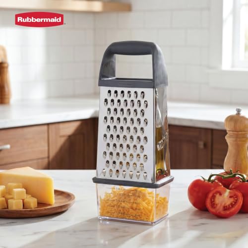 Rubbermaid EZ Grip Box Grater, Stainless Steel Cheese Grater & Container - BPA Free Multi-Surface Cheese Shredder & Food Grater for all Vegetables | Graters for Kitchen -Non-Slip Base, Dishwasher Safe - image 6