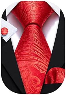 Barry.Wang Man Tie Set Pocket Square Cufflinks for Men Set Designer Ties Paisley