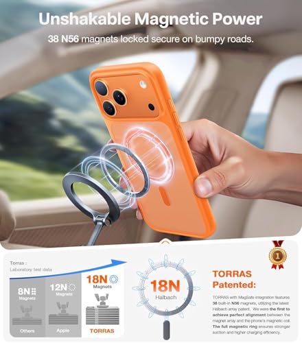 Image of MagPro case for Apple iPhone 17 Pro | Magnetic Compatible Protective Cover with Strong Magnetic Adsorption, Shockproof Armor,Scratch Resistant Polycarbonate Hard Back | Translucent Matt Orange