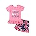 Produktbild David A Beltran Kinder-Sonnenanzug für Kleinkinder, Mädchen, T-Shirt, Top, kurze Hose, Baumwolle, Strandoutfits Gr. 104, siehe abbildung