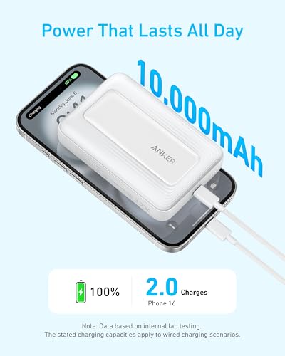 Anker Zolo magnetische Powerbank, kompaktes 10.000mAh Ladegerät mit 30W Max. Schnellladen, kabellos und portabel, hautfreundlicher und robuster Akku, für iPhone 16/15 Serie, AirPods und mehr – Bild 4