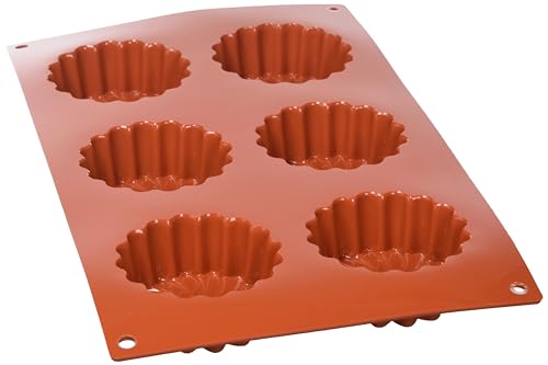 silikomart | SF056 Moule en Silicone pour monoportions MARGHERITA, antiadhésif, 6 cavités, Lot de 1 Moule à gâteau, Ø 70 h 28 mm, Made in Italy, Terre Cuite