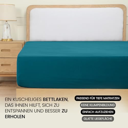 Utopia Bedding - Spannbettlaken 140x200cm - Denim Blau - Gebürstete Polyester-Mikrofaser Spannbetttuch - 35 cm Tiefe Tasche 6