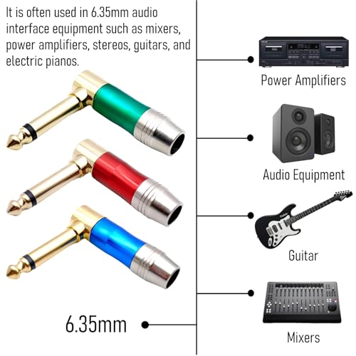 Conector de audio 6.35mm TS Mono ángulo 90°, 3 unidades miniatura 7