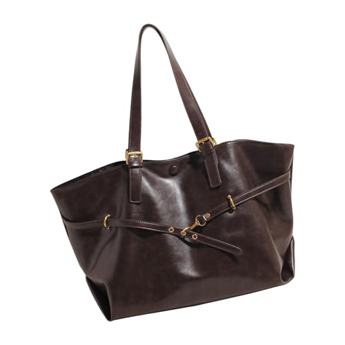 Sac à bandoulière rétro en cuir PU pour femme grand format