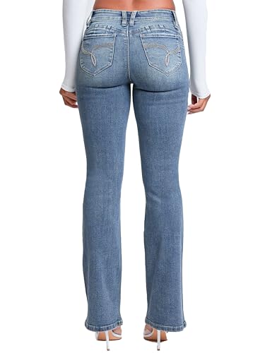 YMI Women's Wannabettabutt Low Rise Embroidered Flare Jeans3