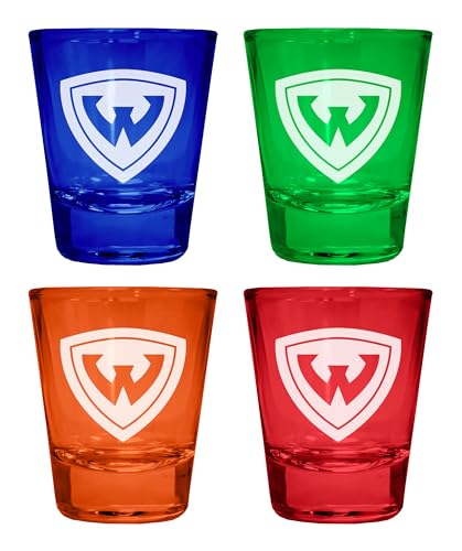 Set 4 vasos shot 2 oz grabados multicolor