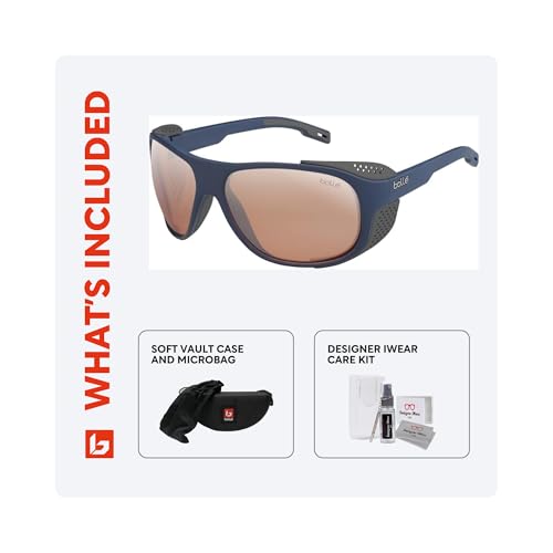 Bolle Graphite Wraparound Sunglasses for Men for Women +BUNDLE with ACCESSORY EYEWEAR KIT4