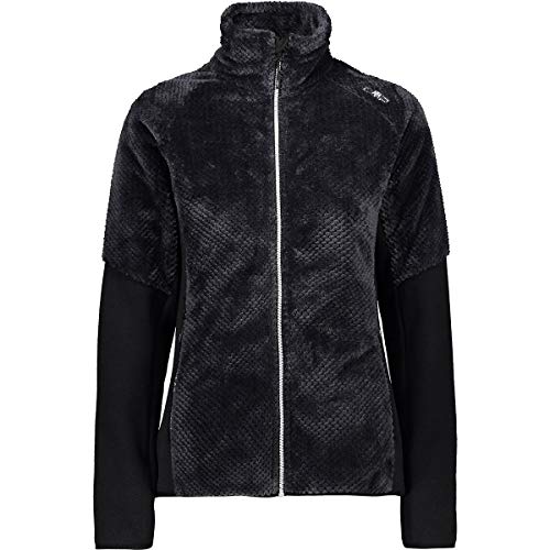 CMP Giacca Knit Tech in Pile Teddy, Donna, Antracite, 44, Antracite