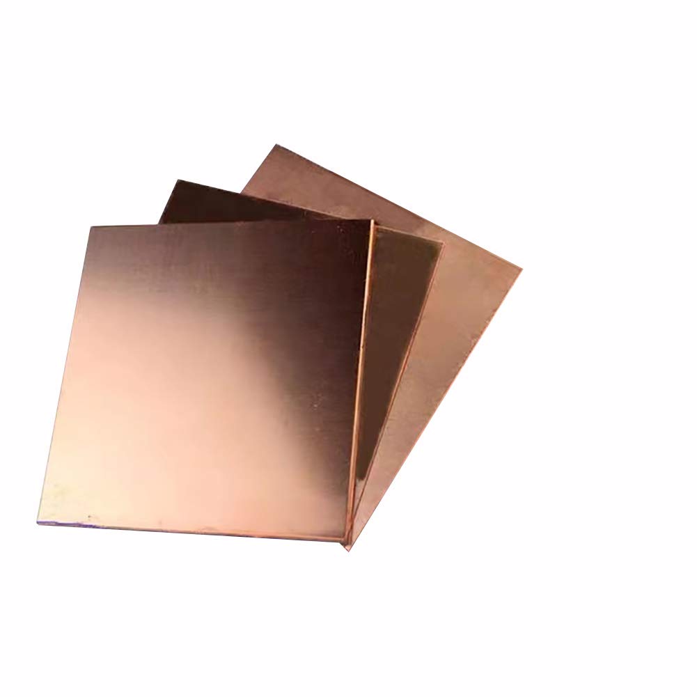 Kupfer, 3 Stück T2 reine Kupferbleche, flache Cu-Folie, korrosionsbeständiges Metall-Experiment-Schweißmodell, 0,5 mm x 100 mm x 100 mm(2.0mm*100mm*100mm)