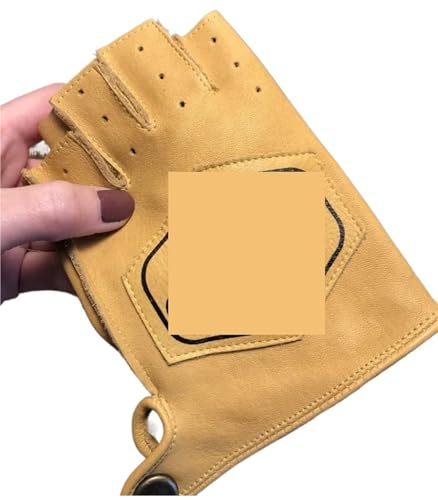 DQZRTUECA Guantes de Piel de Hombre, Guantes de Cuero for Conducir Hombres Mujeres Medio Dedo Primavera Verano Color 3 M