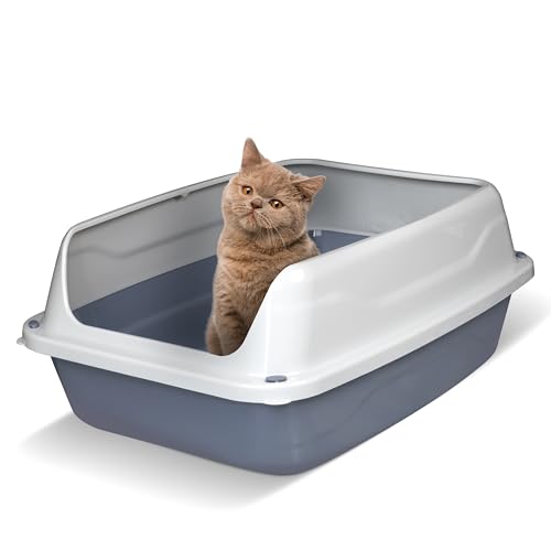 Snugsy Lettiera Gatto Toilette per Gatti Aperto con Bordi Alti Facile da Pulire 45 x 34 cm M Grigio