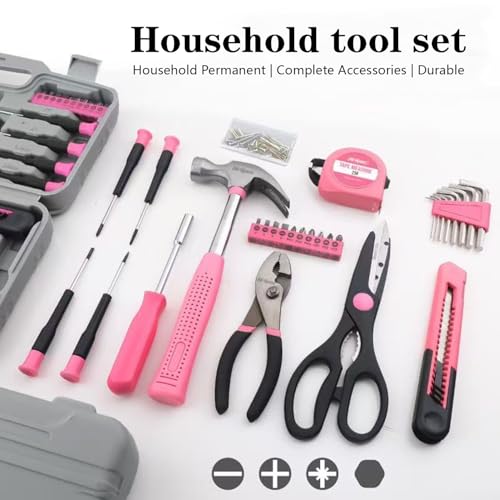 39 Pcs All Purpose Basic Household Pink Tool Kit for Women - image 2