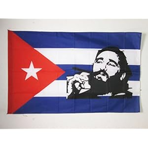 Cuba met Fidel Castro Vlag 150×90 cm voor een paal – Cubaanse vlaggen 90 x 150 cm – Banner 3×5 ft met gat – AZ FLAG