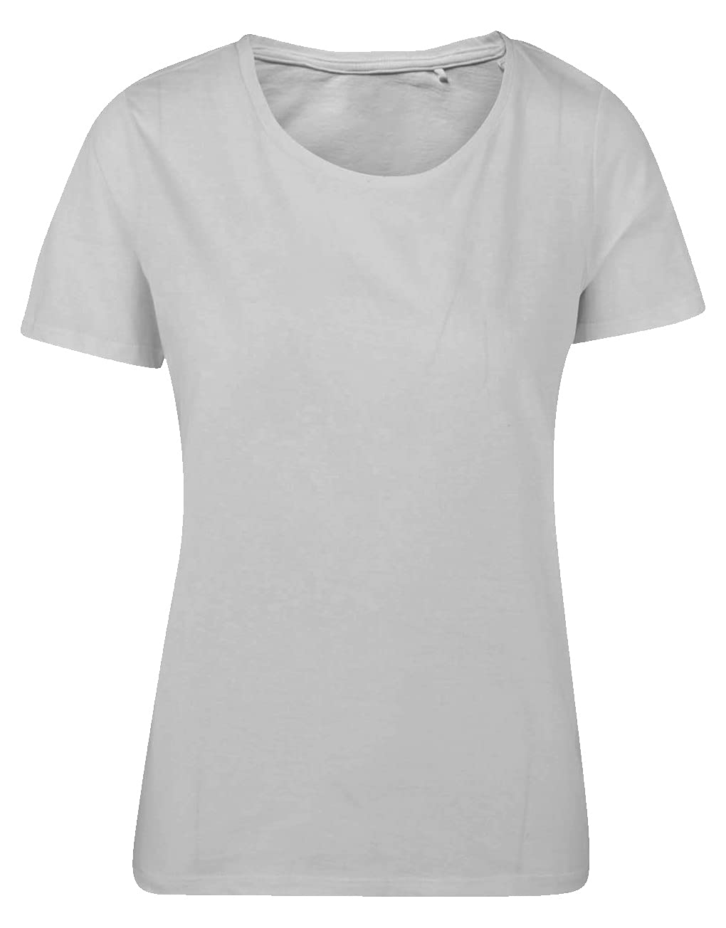 ChicWhisper Ladies 100% Cotton Crew Round Neck Plain T-Shirt Grey