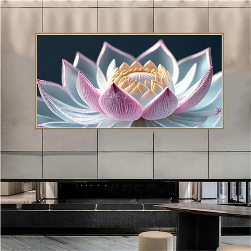 Broderie Strass Diamant Painting haut de gamme motif lotus abstrait géant pour décoration murale