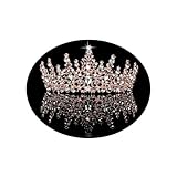 TOBATOBA Crystal Wedding Tiara for Women Rose Gold Crown Royal Queen Headband Metal Princess Bride Quinceanera Headpieces Birthday Prom Pageant Halloween Costume Cosplay