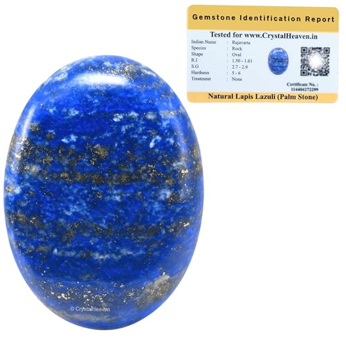 Image of Crystal Heaven Certified Lapis Lazuli Crystal Palm Pebbles Stones For Anxiety Stress Relief Massage- Aaa Grade Original Healing Gemstone Agate Palm Stone For Yoga Meditation Spiritual Reiki Feng Shui