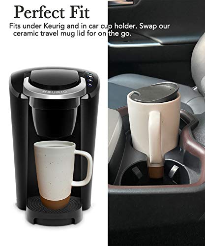 Mora Ceramics Large Tea Mug with Loose Leaf Infuser and Ceramic Lid, 18 oz, Portable, Microwave and Dishwasher Safe, Tall Coffee Cup - Rustic Matte Ceramic Glaze, Modern Herbal Tea Strainer, Deep Blue