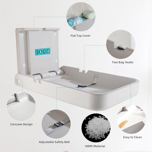 Image of Baby Changing Diaper Station Wall-Mount: Vertical Baby Changing Table