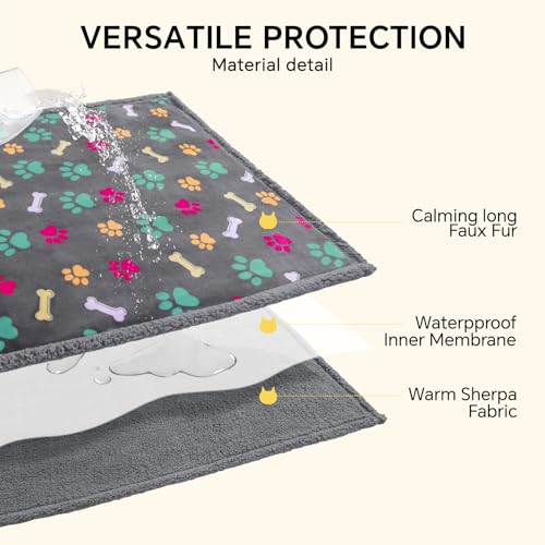 Image of Luciphia Waterproof Pet Blankets for Couch Sofa Bed Cover Cat Liquid Pee Proof Washable Soft Fluffy Large Dog Blanket Reversible Furniture Protection Puppy Grey Bone Thicken Small(40 inch x 28 inch)
