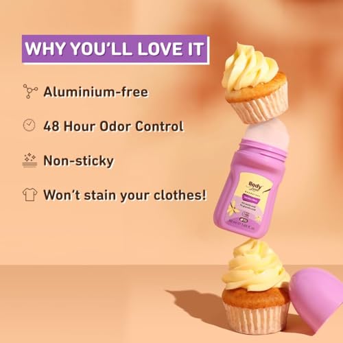 BodyLovin' Vanilla Vibe.s Underarm Roll On – 50ml | 48H Odor Protection | Reduces Underarm Darkness | With 4% Lactic Acid & 1% Glycolic Acid | Warm Vanilla Fragrance | For Women - Image 3