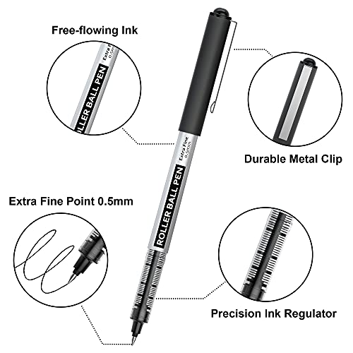 Shuttle Art SARBP-10BLACK Rollerball Pens, 10 Pack Black Liquid Ink Pens thumb #1