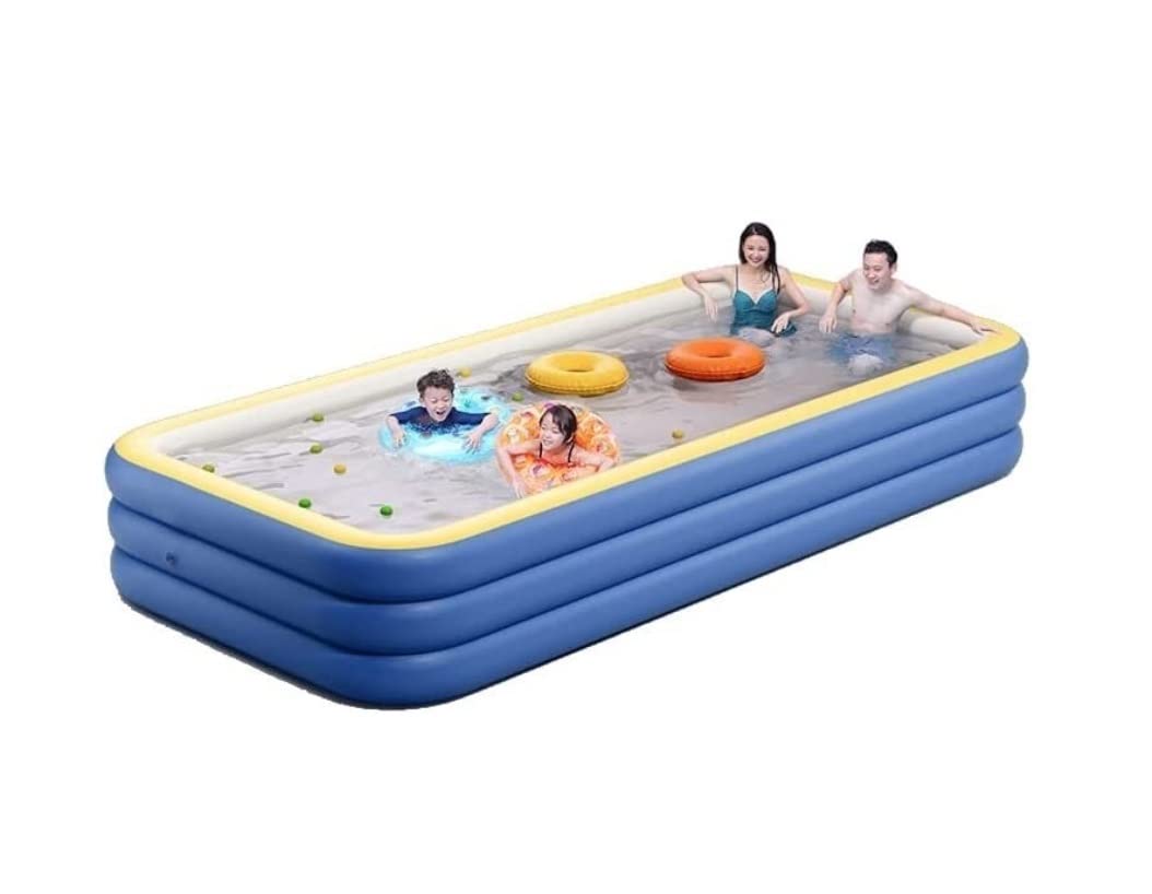 TOTIKI Paddling Pool Blue 3 Ring Inflatable Paddling Pool Blow Up Perfect For A Summer Party Quick Set Above Ground Swimming Garden